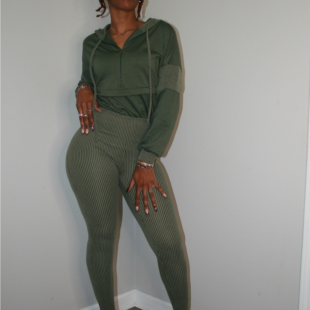 Fashion Nova Olive Ribbed Jumpsuit - Picture 2 of 4